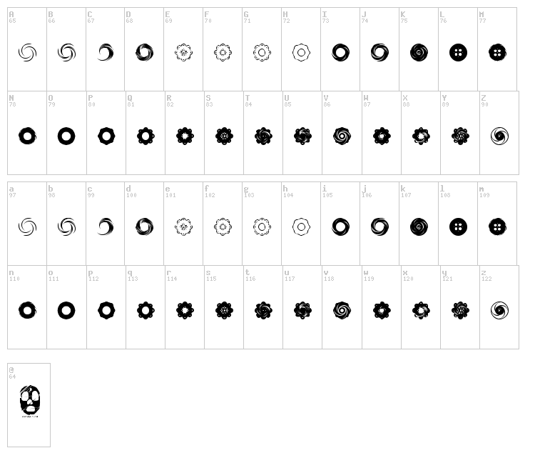 Fluid Spiral font map